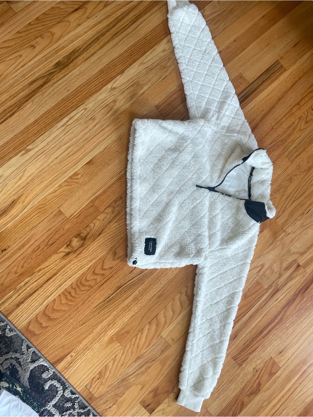 Cozy White Quilted Sherpa Pullover Hoodie for Women